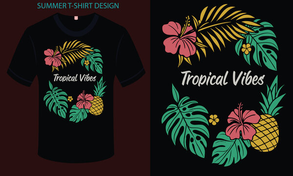 Summer Vibes Topical T-shirt Design