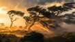 © Mitchell - Majestic trees bending in a golden sunset wind storm landscape photography