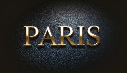 Poster - Elegant Gold Word PARIS on Dark Blue Leather Background