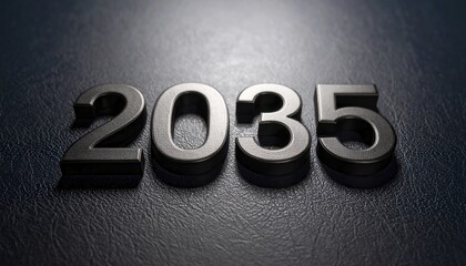 Poster -  Engraved 2035 Symbol on Elegant Dark Leather Background