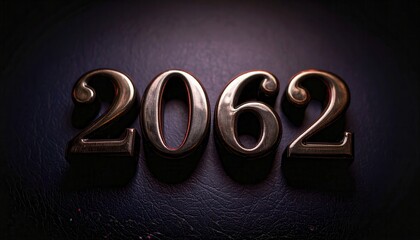 Poster - Metallic Number 2062 on Dark Blue Leather Background