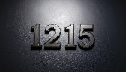 Poster -  Elegant Presentation of the Number 1215 on Dark Leather Background