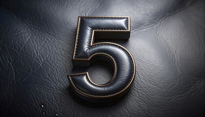 Poster - Stylish Leather Number Five on Dark Background