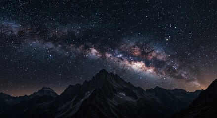 majestic mountains under the milky way's starry sky create a stunning celestial landscape for advent