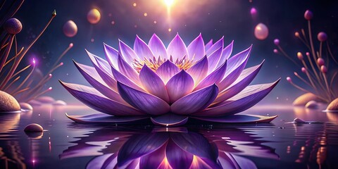 Poster - Purple Lotus Bloom: 3D Animated Loop - Digital Art Architectural Photography
