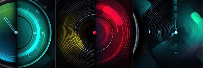 Poster - Futuristic Smartwatch Interface Concept Featuring Colorful Motion User Interface Design With Sleek Visuals