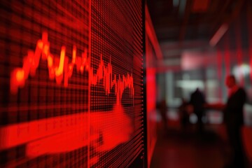 Poster - Red Stock Market Data Display with Downward Trend