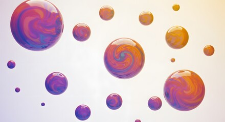 Aufkleber - A collection of glossy spheres with swirling colors floating against a gradient background