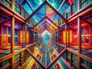 Poster - Surreal 45-Degree Architectural Angles: Abstract Geometric Structure