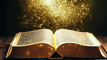 Aufkleber - enchanting open book mystical glow of intricate designs and sparkling particles on pages, inviting e