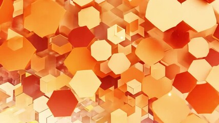 Poster - vibrant abstract background with geometric hexagon shapes in orange and cream, showcasing dynamic pa