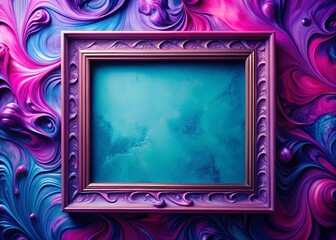 Poster - Vintage Psychedelic Swirl: Abstract Purple Pink Blue Liquid Art Background