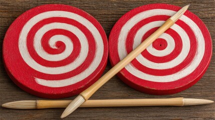 Poster - Two red and white symbols representing financial goals and market projections in analysis and investment strategy