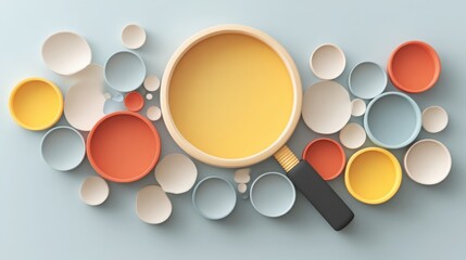 Aufkleber - Magnet surrounded by colorful cups representing automated niche research assistant concept for uncovering insights