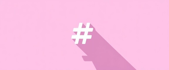 Fototapete - White hashtag in speech bubble icon, long shadow, social media concept, digital, background