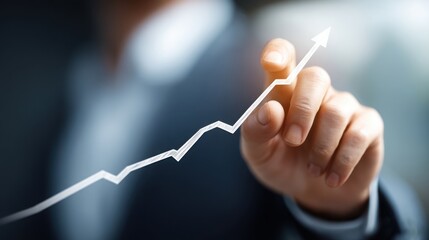 Poster - A businessman drawing a graph on a glass board representing buy-and-hold investing strategies and long-term outlook