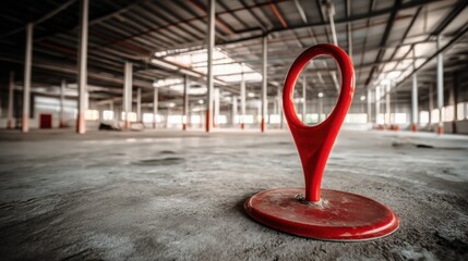 Poster - Red pin placed in a building representing buy zone detection for identifying safe entry points in financial investment
