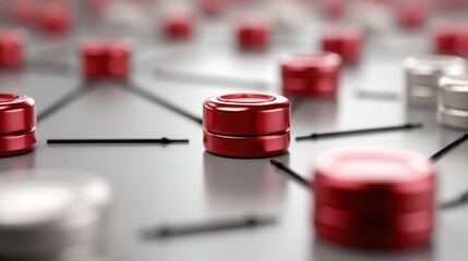 Poster - Red and white button representing correlation breakdown concept when assets no longer move together in financial markets