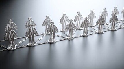Aufkleber - Group of people standing in a line illustrating customer journey ai map and visualizing behavior-based insights for analysis