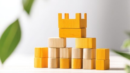 Poster - A stack of wooden blocks symbolizing economic moat investing and the importance of strong competitive advantages