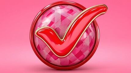 Poster - Colorful check marks in red and pink representing confirmation and approval in a creative visual concept