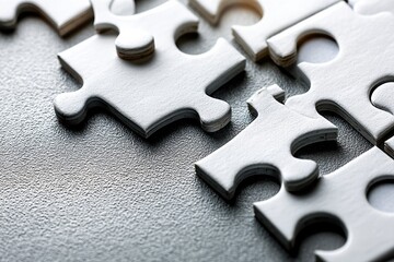 Poster - Puzzle Pieces Illustrating Collaboration and Teamwork in a Minimalistic Style on a Textured Surface