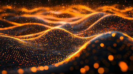 Poster - Visualize abstract data flow digital particles virtual space motion graphics interactive design