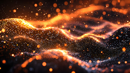 Poster - Visualize abstract data flow digital particles virtual space animation tech concept