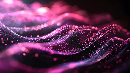 Poster - Illuminating digital particles flowing virtual space abstract art dynamic environment futuristic perspective data visualization