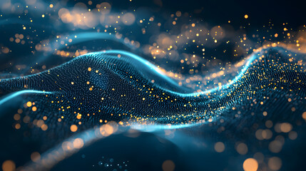 Poster - Illuminating digital particles flowing through abstract data streams virtual environment visual art future concept