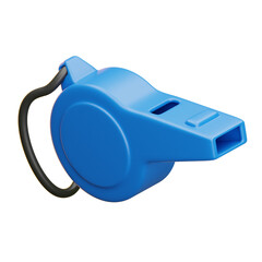 Poster - Blue whistle with black cord on transparent background