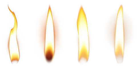 Wall Mural - png four candle flames glowing brightly., elements on transparent background