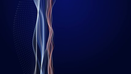 Poster - Fantastic video animation with particle wave object in slow motion and space for text, 4096x2304 loop 4K