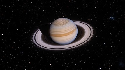 Wall Mural - saturn-like planet in deep space on black background