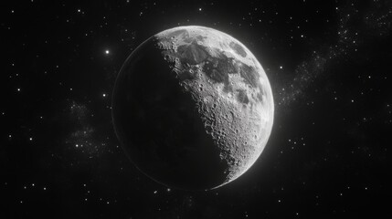 Wall Mural - moonlit celestial splendor in the vast universe on black background