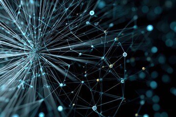 Leinwandbilder - Machine Learning Growth Visualized Through an Expanding Geometric Structure With Interconnected Nodes and Lines