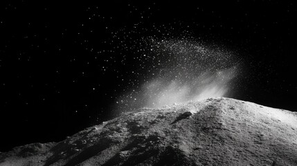 Wall Mural - Cosmic Dust Storm on a Celestial Hill on black background