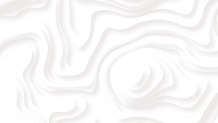 Poster - abstract white paper cut background with lines. background of the topographic map.