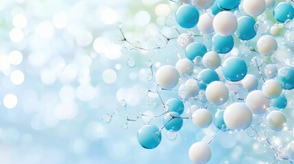 Poster - Clean and professional medical background with molecules floating over a soft blue gradient