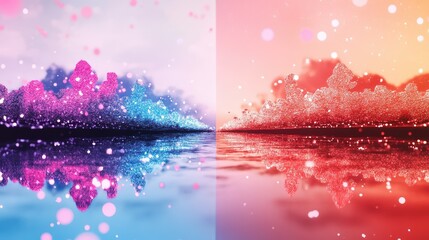 Poster - Futuristic digital split path glowing red and blue on tech-inspired background