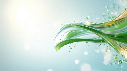 Poster - Smooth abstract digital background with green lines and pulsing tech elements in 3D