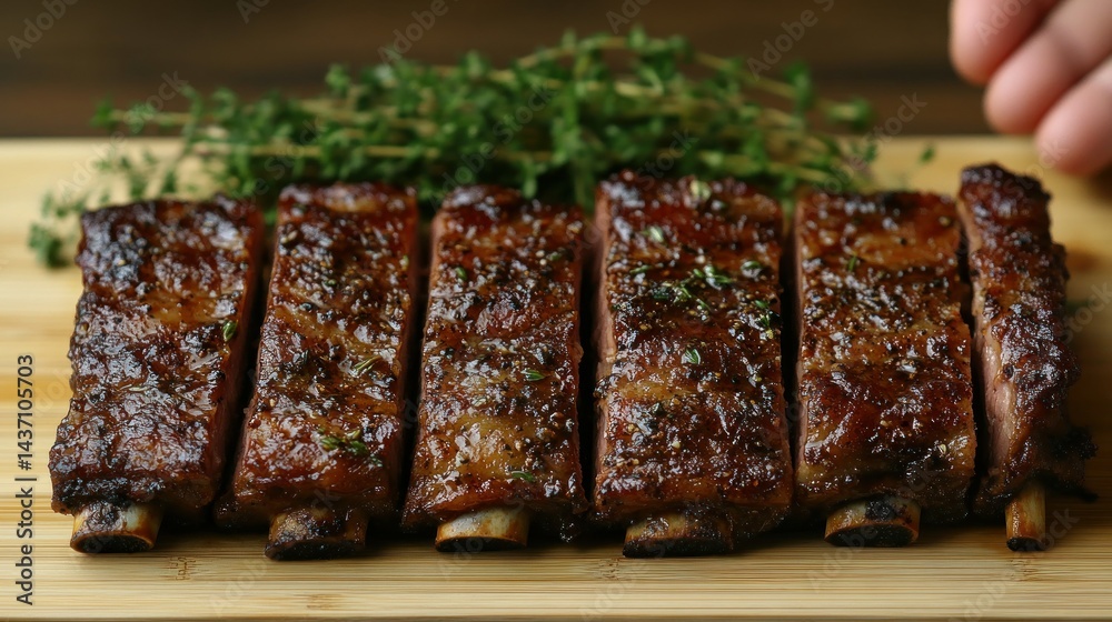 Deliciously seasoned ribs, ready to eat. Perfectly cooked, with a ...