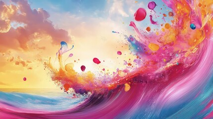 Poster - Abstract energetic waves with color explosions and vibrant pop motion to the rhythm