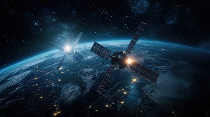 Poster - Ai-controlled satellite system transforms space monitoring with high-tech imagery from orbiting satellites