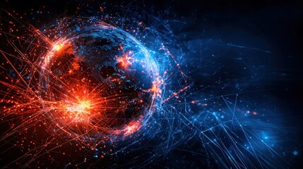 Fototapete - Global cyberattack hackers targeting infrastructure digital realm visual representation abstract high-tech concept