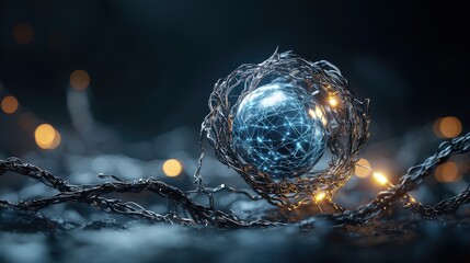 Poster - Ai-driven global networks an abstract art exploration of technology in a futuristic digital environment