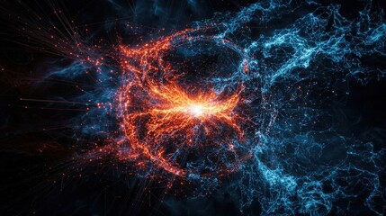 Leinwandbilder - Visualizing intricate alliances a glowing network of connections in an abstract cosmic environment