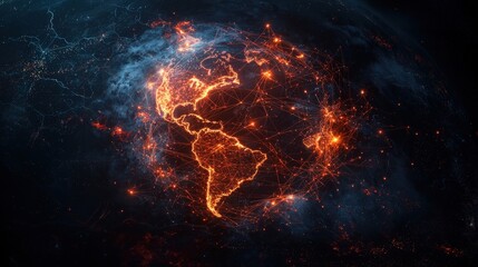 Poster - Illuminating global alliances a glowing network visualization of connections across the earth