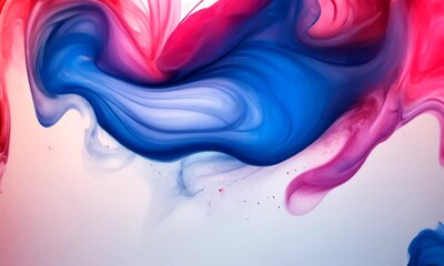 Poster - Serene Dance of Fluid Hues: Abstract Motion of Cobalt and Carmine Blend in Tranquil Harmony creating Dreamy Visual Symphony