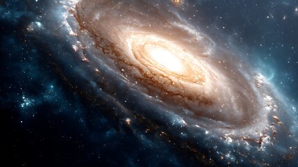 Wall Mural - Bright spiral galaxy glowing in the depths of outer space